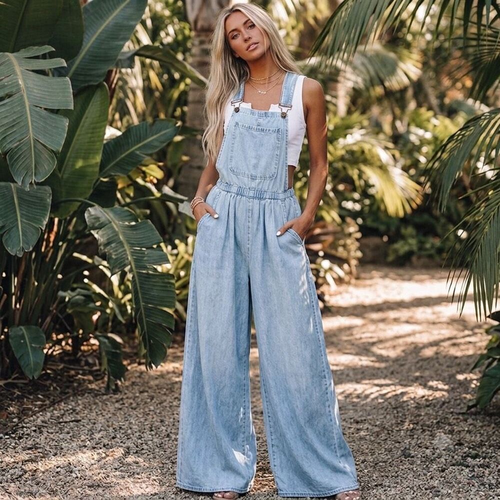 NWT Blakeley size 2X lightweight wash overalls wide legs
